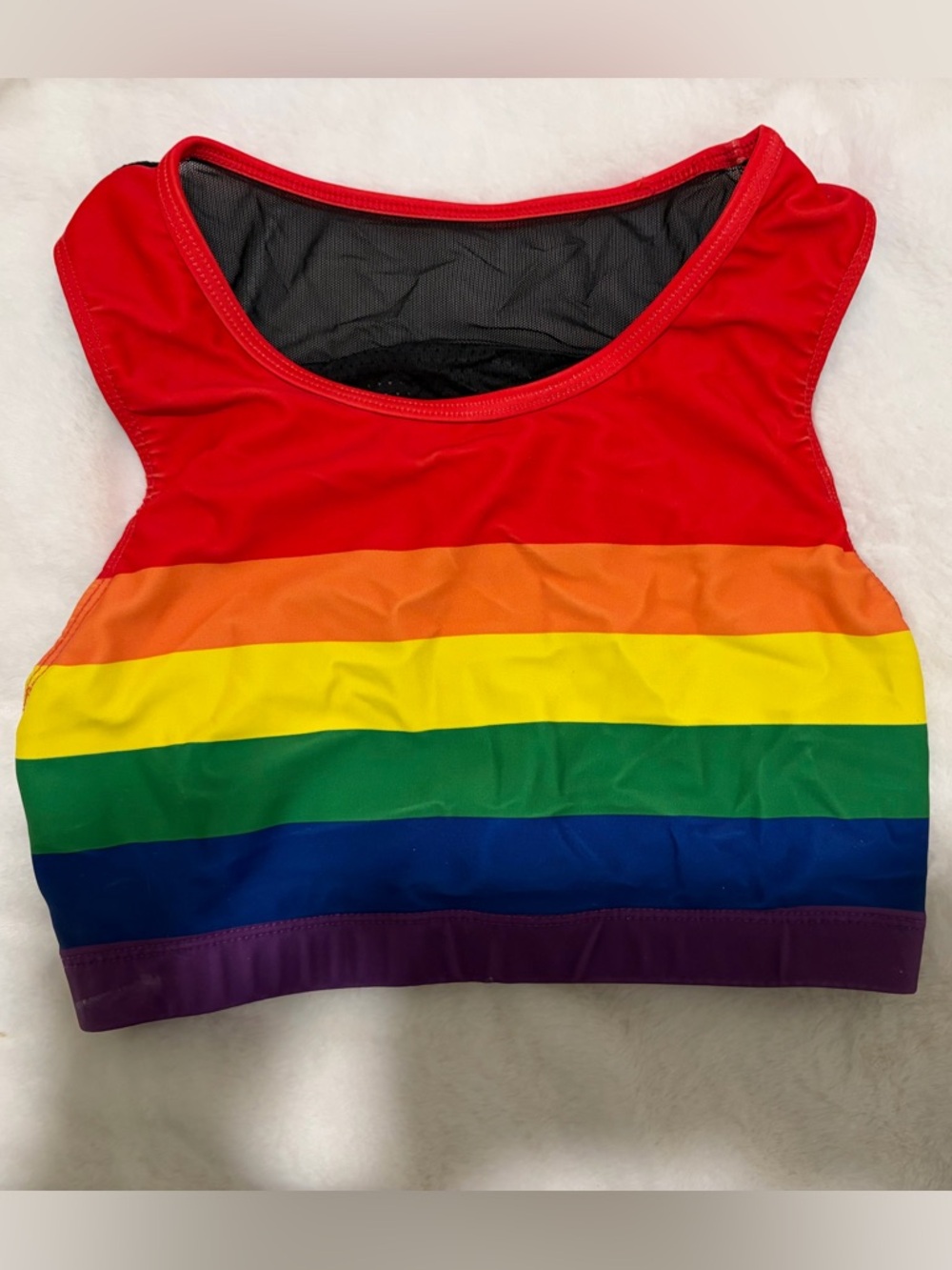 Oiselle Rainbow Striped Sports Bra